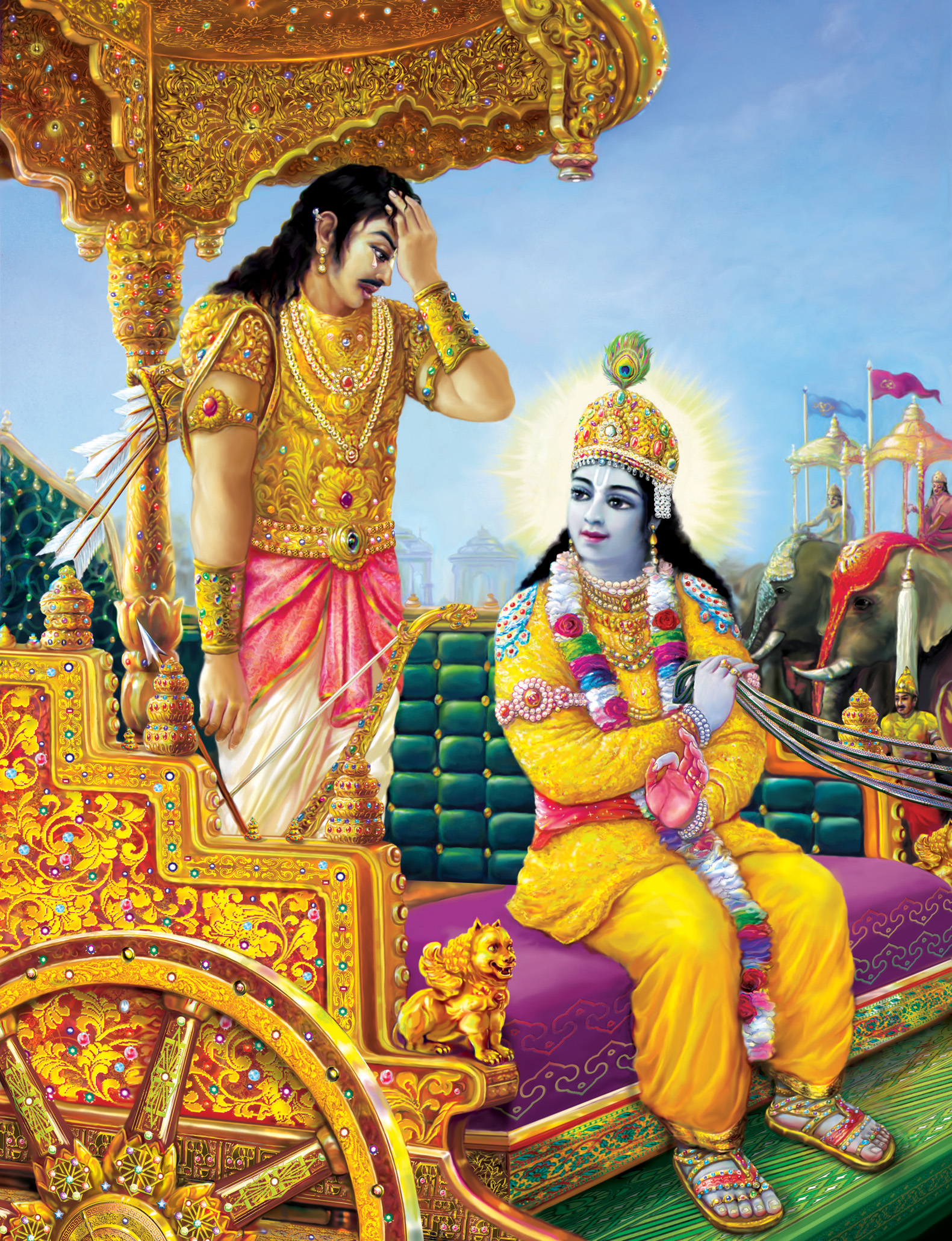 Bhagavad Gita: When Arjuna saw all different grades of friends and relatives, he became overwhelmed with compassion.