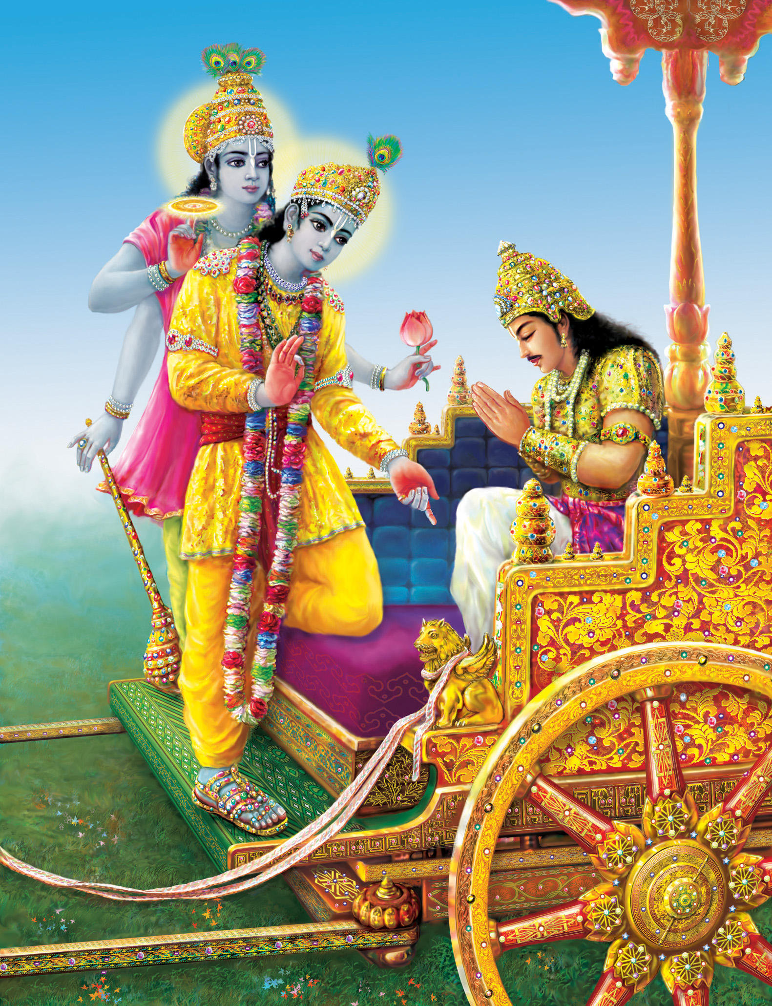 Bhagavad Gita: At last Krishna showed Arjuna His two-armed form.