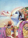 Krsna and Arjuna sounded their transcendental conchshells.