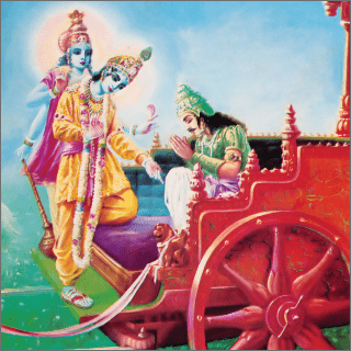 At last Krishna showed Arjuna His two-armed form.